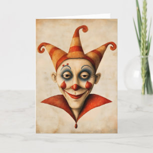 Jester Clown Retro Face Feiertagskarte