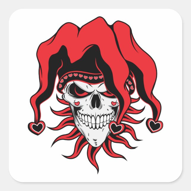 Jester der Liebe Quadratischer Aufkleber (Vorderseite)