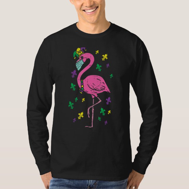 Jester Flamingo Face Mask Mardi Gras Quarantine An T-Shirt (Vorderseite)
