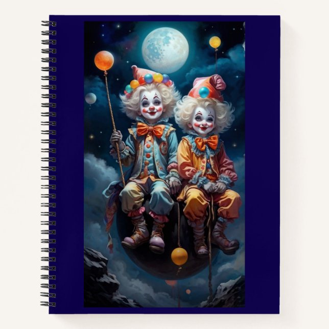 Jester Fun Spiral Notebook - Farbenfrohe Clowns Notizbuch (Vorderseite)