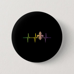 Jester Hat Heartbeat Nurse Funny Mardi Gras Carniv Button