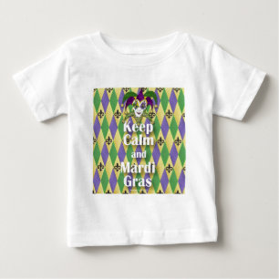 Jester Mask Behielt Calm und Mardi Gras Baby T-shirt