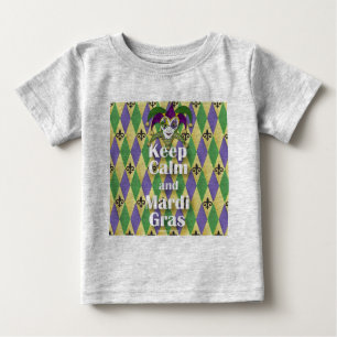 Jester Mask Behielt Calm und Mardi Gras Baby T-shirt