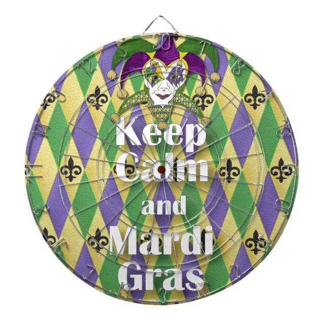 Jester Mask Behielt Calm und Mardi Gras Dartscheibe (vorne)