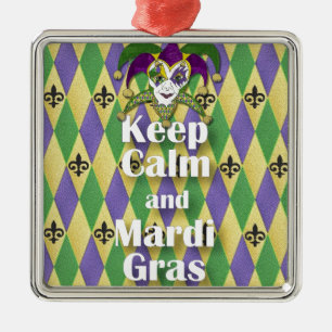 Jester Mask Behielt Calm und Mardi Gras Silbernes Ornament