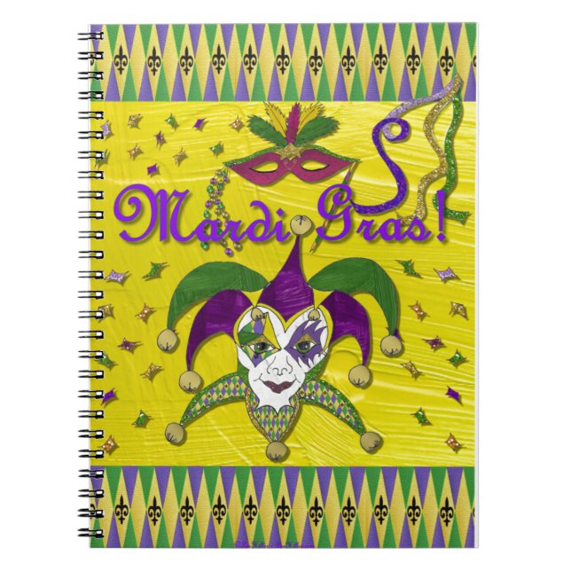 Jester Mask Mardi Gras Harlequin Notizblock (Vorderseite)