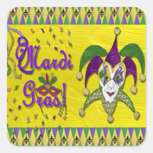 Jester Mask Mardi Gras Harlequin Quadratischer Aufkleber
