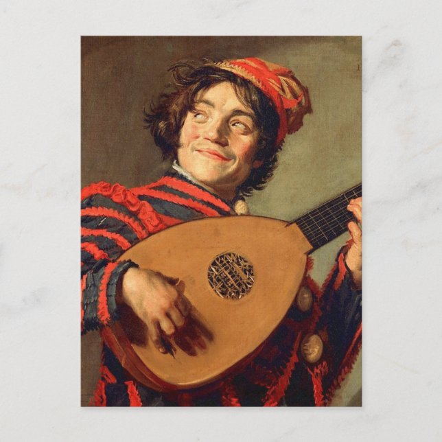 Jester mit einer Lute Postkarte (Vorderseite)
