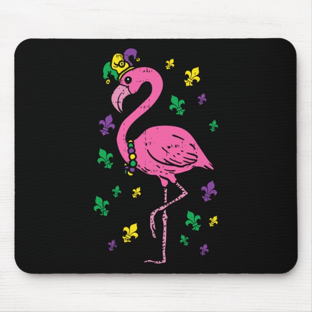 Jester Pink Flamingo Bird Animal Niedlich Mardi Gr Mousepad (Vorne)