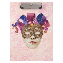 Jester Porcelain Mask mit Ribbons und Bells Klemmbrett