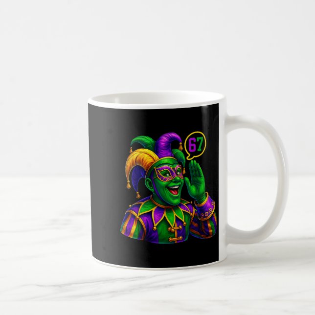 Jester Saying Six Seven 67 6 7 Meme Mardi Gras Fat Kaffeetasse (Rechts)