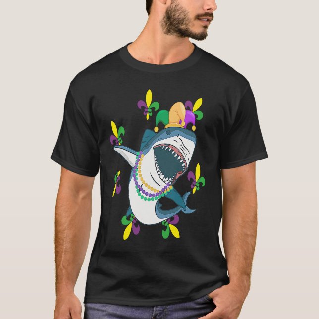 Jester Shark Animal  Mardi Gras Carnival Party T-Shirt (Vorderseite)