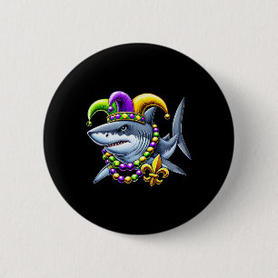 Jester Shark Beads Mardi Gras Carnival Animal Men Button