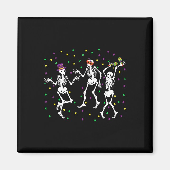Jester Skeleton Dancing Mardi Gras Bones Carnival Magnet (Vorne)