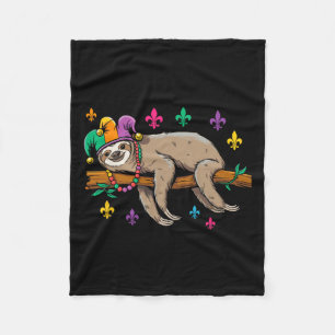 Jester Sloth Animal Niedlich Funny Mardi Gras Carn Fleecedecke