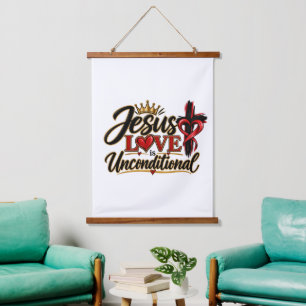 Jesu Liebe ist unbedingt Wandteppich Mit Holzrahmen