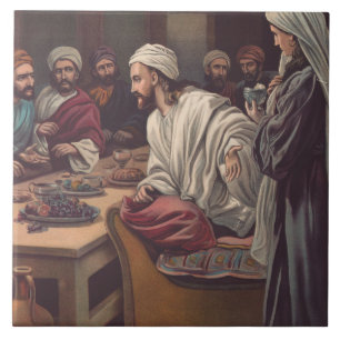 Jesu Salbung in Bethanien Fliese