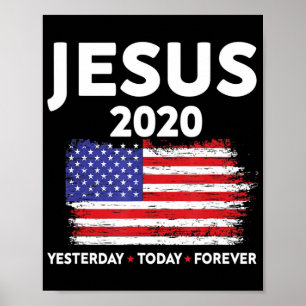 Jesus 2020 Wahl Signatur USA Flagge Patriotic Chri Poster