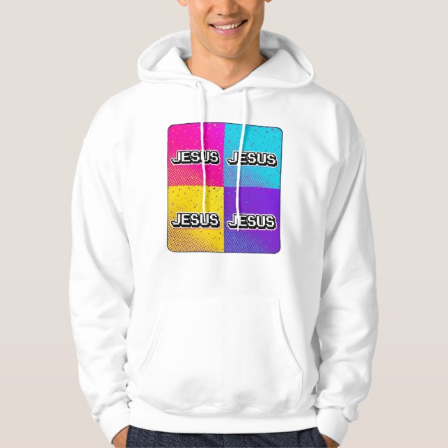 JESUS - 4 Quadratisch  Hoodie (Vorderseite)