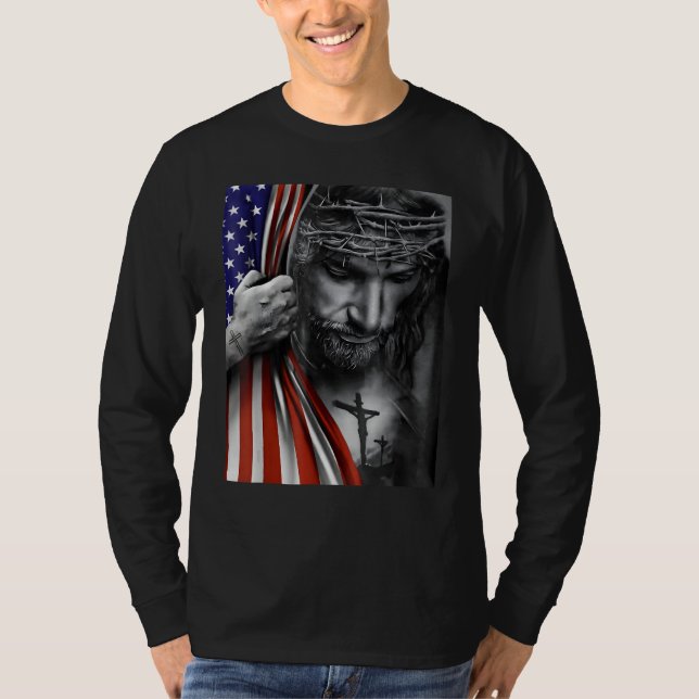 Jesus 4th of July American Flag Christian Faith Ch T-Shirt (Vorderseite)