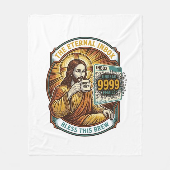 Jesus 9999 ungelesene E-Mails Inbox Zero Büro Humo Fleecedecke (Vorderseite)