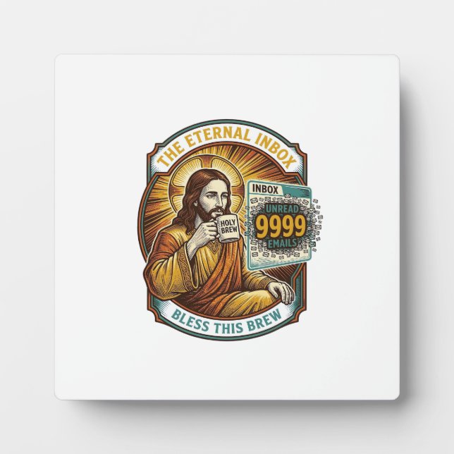Jesus 9999 ungelesene E-Mails Inbox Zero Büro Humo Fotoplatte (Vorderseite)