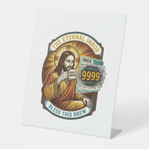 Jesus 9999 ungelesene E-Mails Inbox Zero Büro Humo Sockelschild