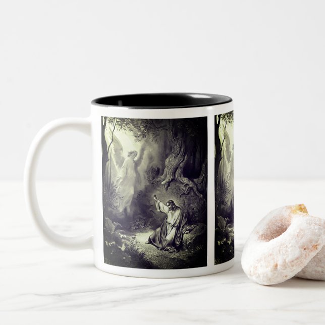 Jesus Agony in the Garden Religious Art Zweifarbige Tasse (Mit Donut)