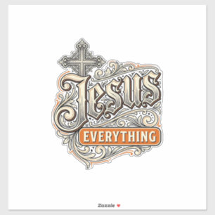 Jesus Alles Vintage Christliche Typografie Desi Aufkleber