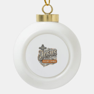 Jesus Alles Vintage Christliche Typografie Desi Keramik Kugel-Ornament