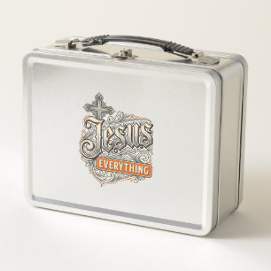Jesus Alles Vintage Christliche Typografie Desi Metall Brotdose