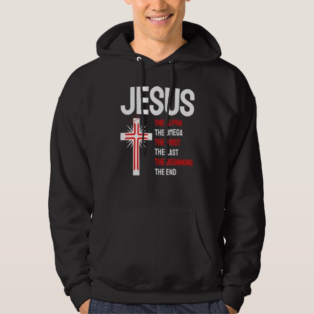 Jesus Alpha Omega erste Anfang Ende Christi Hoodie (Vorderseite)