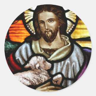 Jesus als das Portrait des guten Hirten Runder Aufkleber