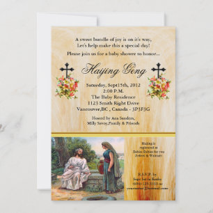 Jesus am Brunnen Christliche Babyparty-Einladung Einladung