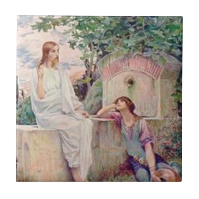 Jesus am Brunnen Fliese (Vorderseite)