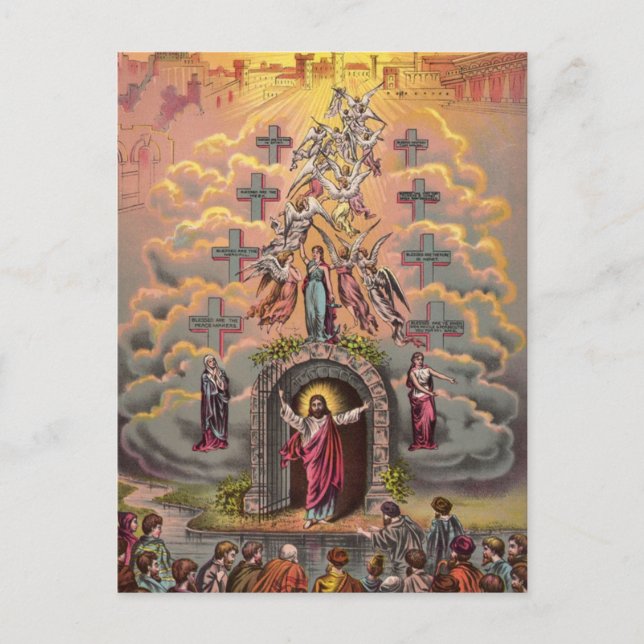 Jesus am Himmelstor, Vintag Christlich Postkarte (Vorderseite)