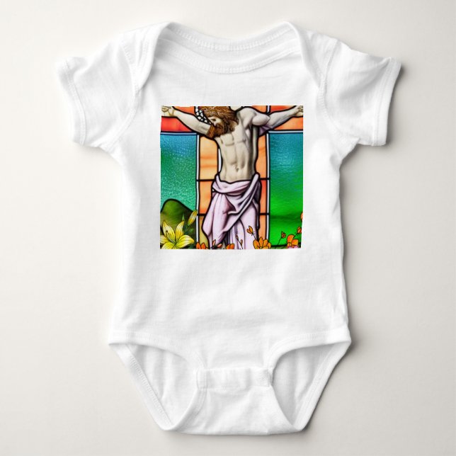 Jesus am Kreuz Baby Strampler (Vorderseite)