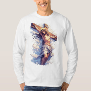Jesus am Kreuz christliches Langarm-Shirt für Männ T-Shirt