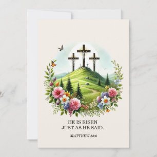 Jesus am Kreuz Er ist auferstanden Ostern Feiertagskarte