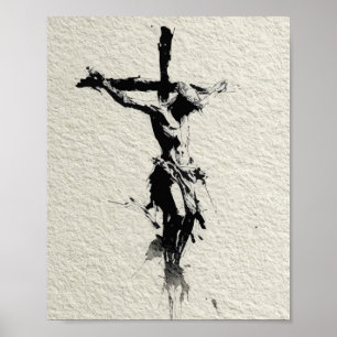 Jesus am Kreuz Illustration Poster