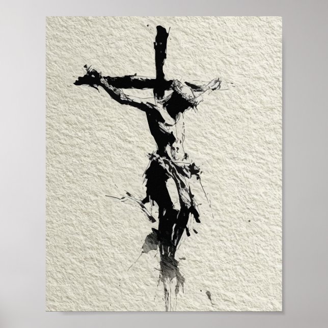 Jesus am Kreuz Illustration Poster (Vorne)
