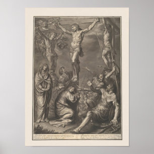 Jesus am Kreuz, Kreuzigung, Vintage-Holzschnitt, W Poster