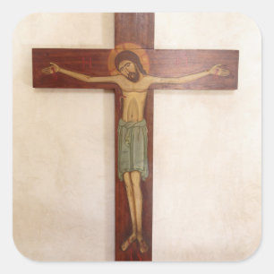 Jesus am Kreuz Kunst Quadratischer Aufkleber