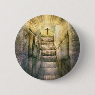 Jesus am leeren Grab Auferstehung Button