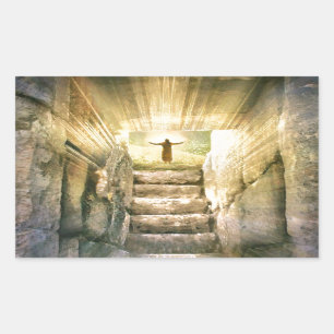 Jesus am leeren Grab Auferstehung Rechteckiger Aufkleber
