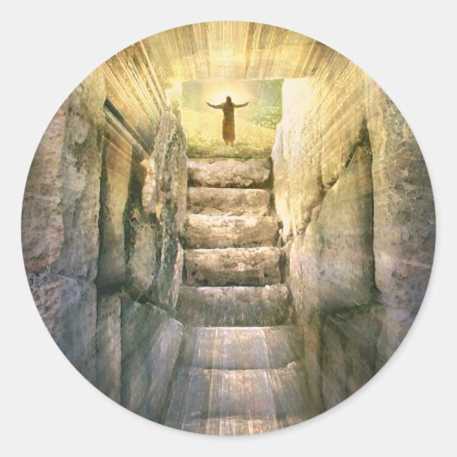 Jesus am leeren Grab Auferstehung Runder Aufkleber (Vorderseite)