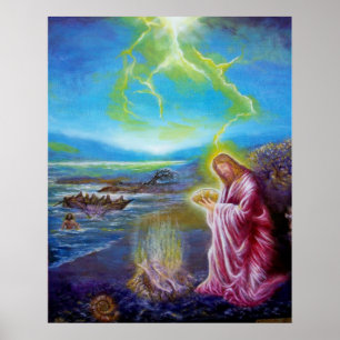 JESUS AM MEERESUFER ,Johannes 21 Poster