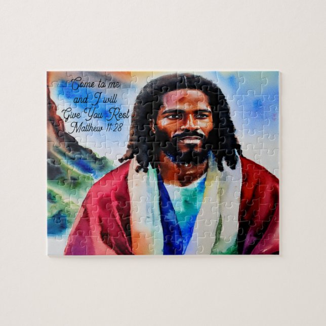 Jesus am oberen Wasserfarbenpuzzle Puzzle (Horizontal)