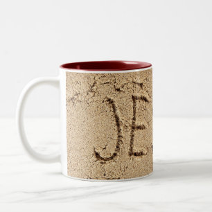 Jesus am Strand Sand Zweifarbige Tasse