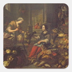 Jesus am Zuhause von Martha und von Mary 2 Quadratischer Aufkleber